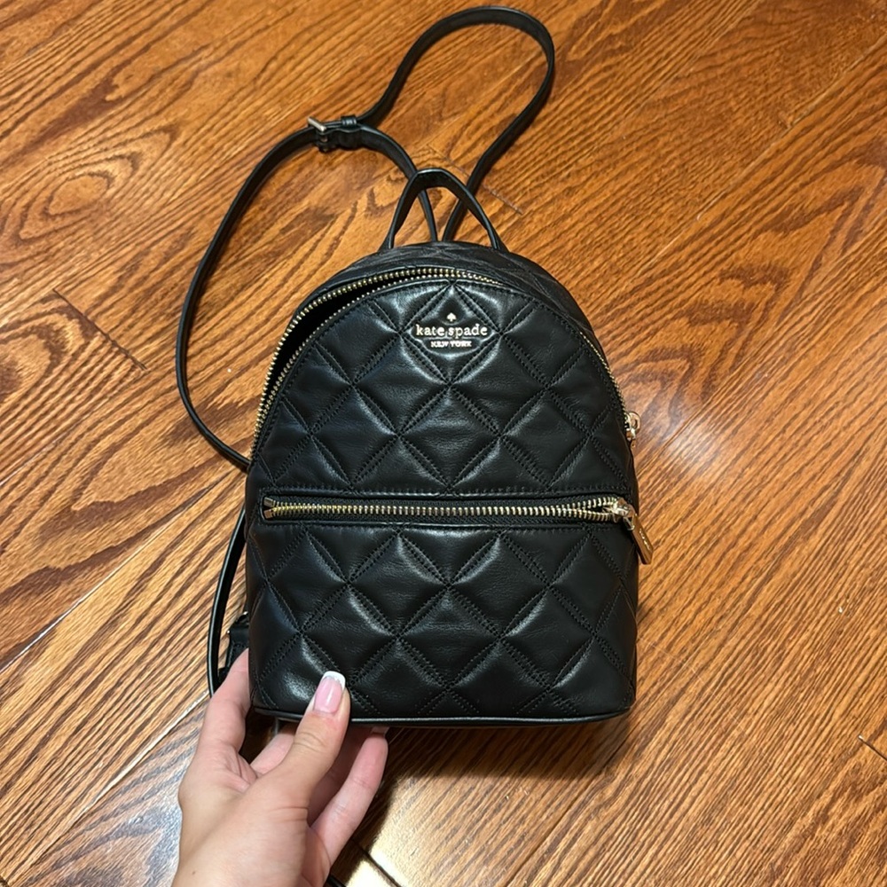Kate Spade Black and Gold Quilted Backpack